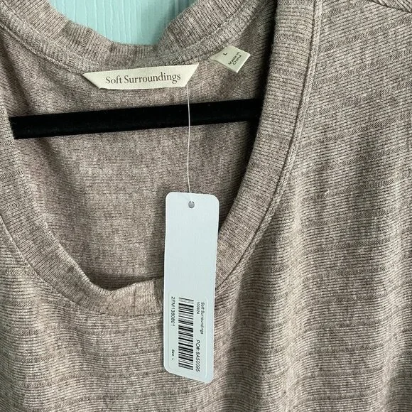 Soft Surroundings Clio Long Sleeve Maxi Dress Large Brown Heather Rib Knit 2FM13 - Picture 3 of 9